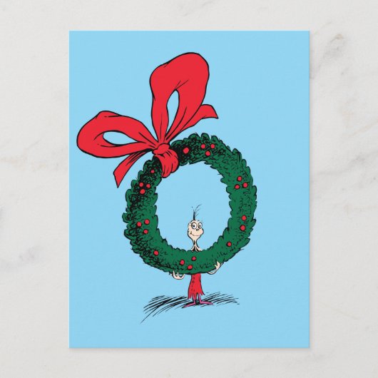 Who Peeking Through Christmas Wreath Briefkaart (Voorkant)
