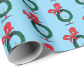 Who Peeking Through Christmas Wreath Cadeaupapier (Rol Hoek)
