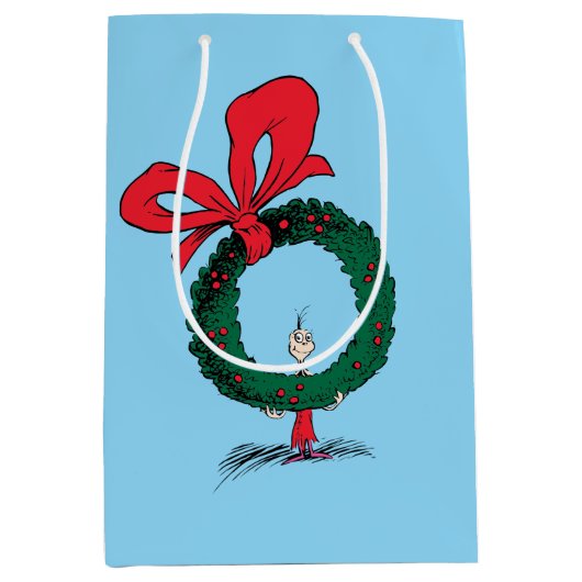 Who Peeking Through Christmas Wreath Medium Cadeauzakje (Voorkant)