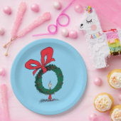 Who Peeking Through Christmas Wreath Papieren Bordje (Feest)