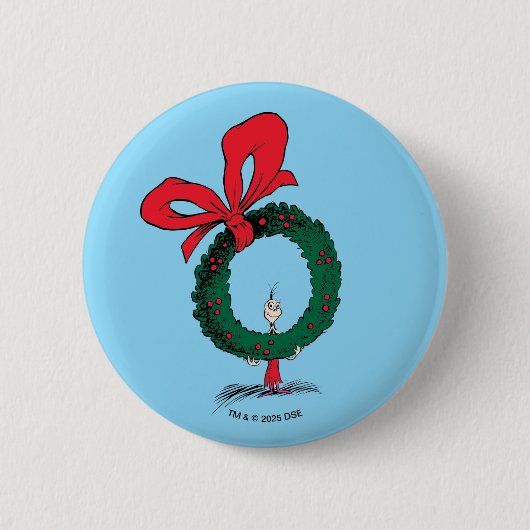 Who Peeking Through Christmas Wreath Ronde Button 5,7 Cm (Voorkant)