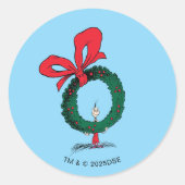 Who Peeking Through Christmas Wreath Ronde Sticker (Voorkant)