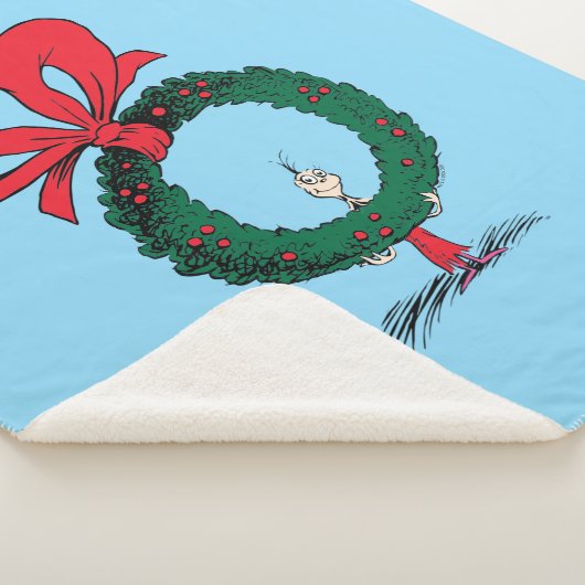 Who Peeking Through Christmas Wreath Sherpa Deken (3/4)