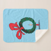 Who Peeking Through Christmas Wreath Sherpa Deken (Voorkant (horizontaal))