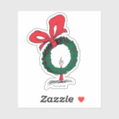 Who Peeking Through Christmas Wreath Sticker (Vel)