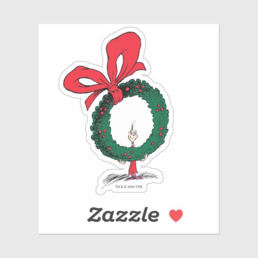 Who Peeking Through Christmas Wreath Sticker (Vel)