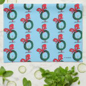 Who Peeking Through Christmas Wreath Theedoek (Gevouwen)