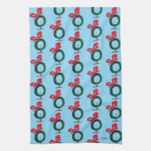 Who Peeking Through Christmas Wreath Theedoek (Verticaal)