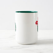 Who Peeking Through Christmas Wreath Tweekleurige Koffiemok (Center)