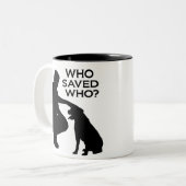 Who saved who mug black print tweekleurige koffiemok (Voorkant links)