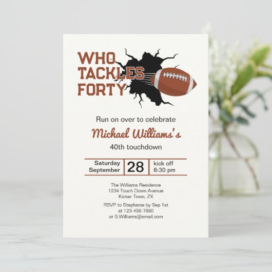 Who Tackles Forty Funny Football 40ste Verjaardag Kaart (Staand voorkant)