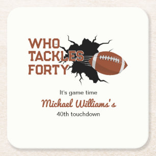 Who Tackles Forty Funny Football 40ste Verjaardag Kartonnen Onderzetters