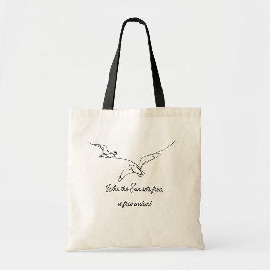 Who the Son sets Free Is Free Indeed Bible Verse Tote Bag (Voorkant)