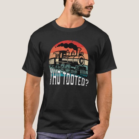 Who Tooted Funny Retro Train Lover Gift Model Rail T-shirt (Voorkant)