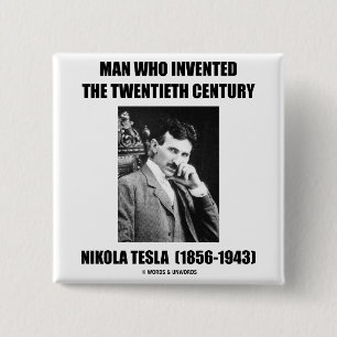 Who van het Man van Nikola Tesla vond de 20ste Vierkante Button 5,1 Cm