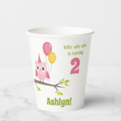Who Who Is Turning 2 Party Owl 2nd Birthday Papieren Bekers (Voorkant)