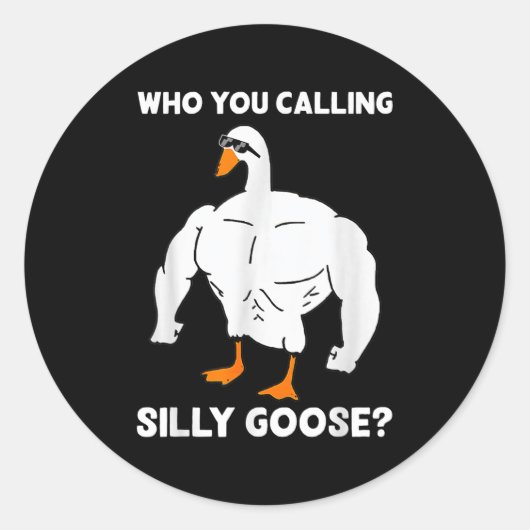 Who You Calling Silly Goose Funny Gym Meme  Ronde Sticker (Voorkant)