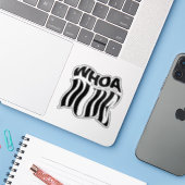 Whoa Dude Warped Typographic Sticker (Laptop met iPhone)