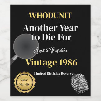Whodunit Birthday Wine Label | Another Year to Die Wijn Etiket