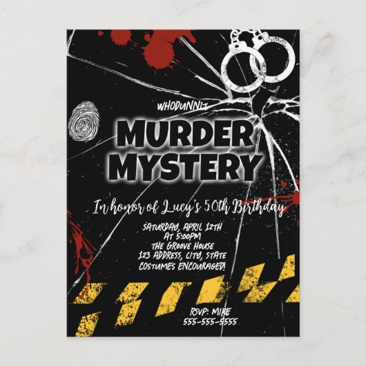 whodunit moord mysterie bloederige feestuitnodigin feestdagenkaart (Voorkant)
