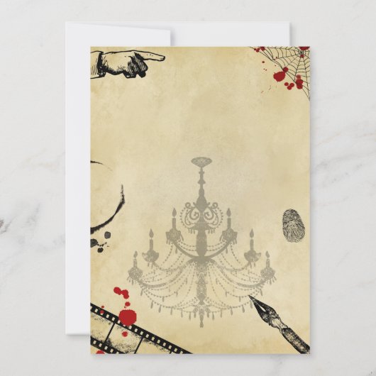 whodunit moord mysterie bloedige partij 40th 50th  kaart (Achterkant)