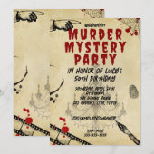 whodunit moord mysterie bloedige partij 40th 50th  kaart (Voorkant / Achterkant)