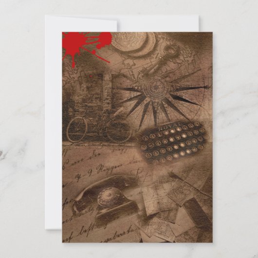 whodunit moord mysterie bloedige partij 40th 50th kaart (Achterkant)