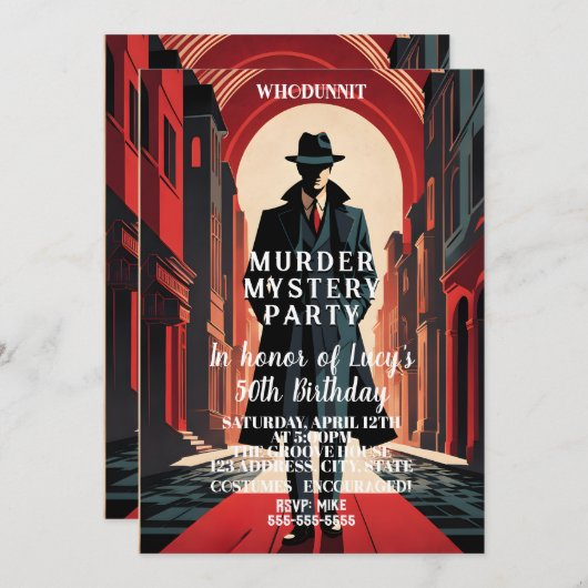 Whodunit moord Mystery Detective Koud hoesje Party Kaart (Voorkant / Achterkant)