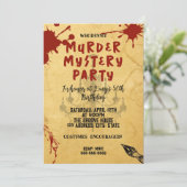 whodunit-moordmysterie bloedfeestje 40e 50e 60e kaart (Staand voorkant)