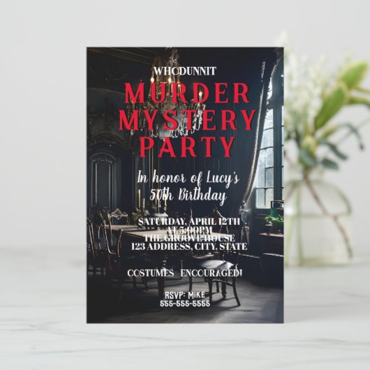 Whodunit Murder Mystery 1950's stijl diner feest Kaart (Staand voorkant)