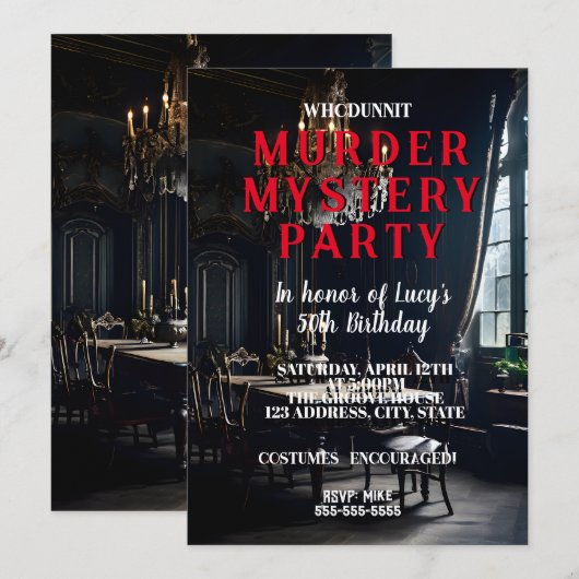 Whodunit Murder Mystery 1950's stijl diner feest Kaart (Voorkant / Achterkant)