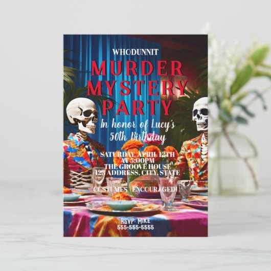 Whodunit Murder Mystery 1960's stijl diner feest Kaart (Staand voorkant)