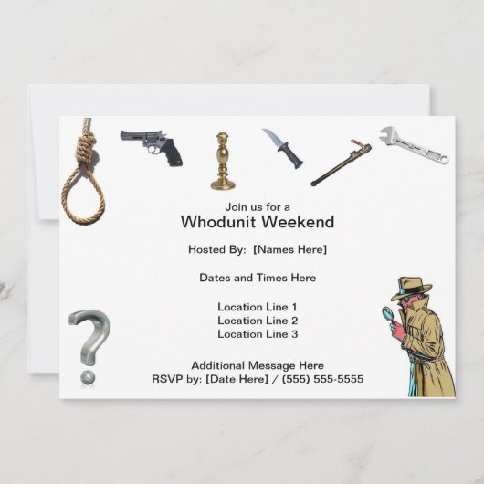 Whodunit Weekend-uitnodigingen Kaart (Voorkant)