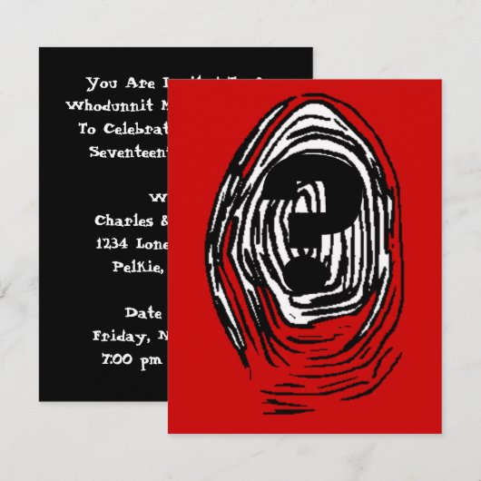 Whodunnit Mystery Party Fingerprint Invitation Kaart (Voorkant / Achterkant)