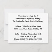 Whodunnit Mystery Party Sherlock Detect Uitnodigin Kaart (Achterkant)