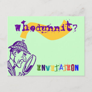 Whodunnit Mystery Party Sherlock Detect Uitnodigin Kaart