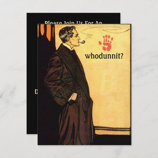 Whodunnit Mystery Solving Party Invitations Sleuth Kaart (Voorkant / Achterkant)