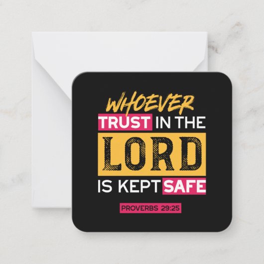 Whoever Trusts in the Lord Is Kept Safe Quote Notitiekaartje (Voorkant)