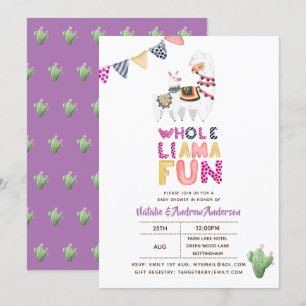 Whole ama Fun Baby Mama Shower Paarse roze meisjes Kaart