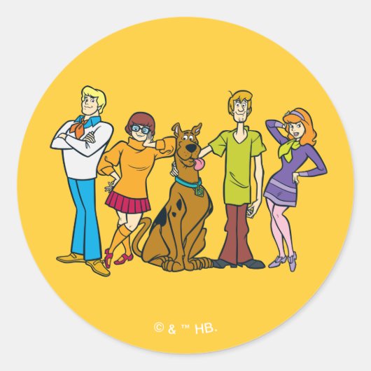 Whole Gang 14 Mystery Inc Ronde Sticker (Voorkant)