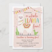 Whole Llama Fun Birthday Invitation Cactus Kaart (Voorkant)