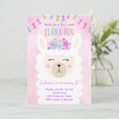 Whole Llama Fun Birthday Invitation Kaart (Staand voorkant)