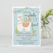 Whole Llama Fun Birthday Invitation Kaart (Staand voorkant)