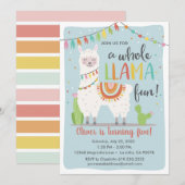 Whole Llama Fun Birthday Invitation Kaart (Voorkant / Achterkant)