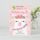 Whole Llama Fun Birthday Invitation Kaart (Staand voorkant)