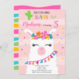 Whole Llama Fun Birthday Invitation Kaart