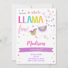 Whole Llama Fun Birthday Invitation Kaart