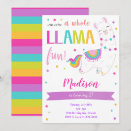 Whole Llama Fun Birthday Invitation Kaart