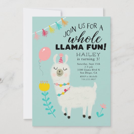 Whole Llama Fun Birthday Party Kaart (Voorkant)