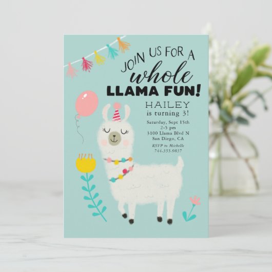 Whole Llama Fun Birthday Party Kaart (Staand voorkant)